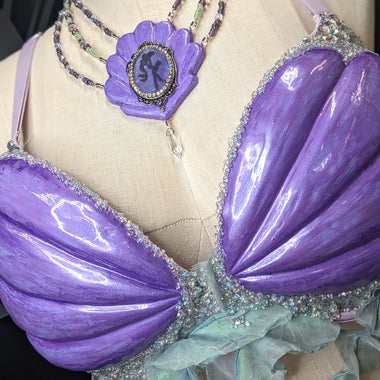 Ariel Little Mermaid Inspired Sample top and Matching Necklace using ID Fabrications Large Cartoon Shell Set and bubble Clam