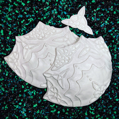 Blank plastic shell set from IDfabrications ID Fabrications for cosplay crafting mermaid tops and merfolk accessories Triquestra Shell Set