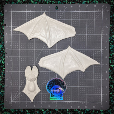 Blank plastic shell set from IDfabrications ID Fabrications for cosplay crafting mermaid tops and merfolk accessories Spooky three piece bat set with wings
