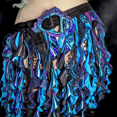 IDfabrications seaweed skelp belt skirt in blue and black