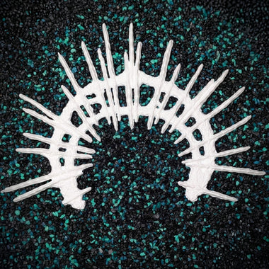 White plastic blank base mermaid halo crown by IDfabrications on teal and black aquarium rocks