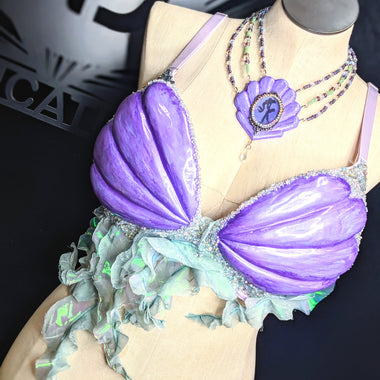 Ariel Little Mermaid Inspired Sample top and Matching Necklace using ID Fabrications Large Cartoon Shell Set and bubble Clam