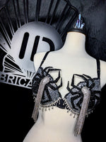 Burlesque Syle Spider Top made with IDfabrications Large Spiders and dripping in Crystals